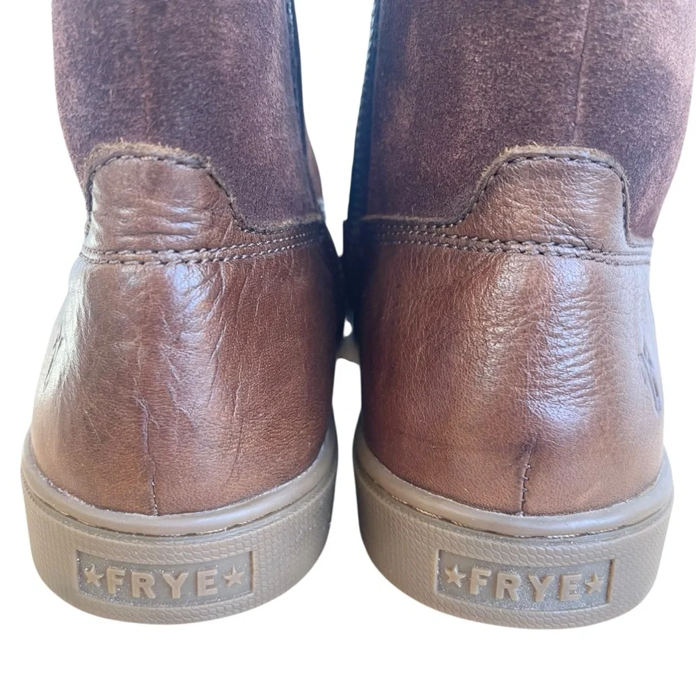 Frye Gemma Short Shearling Leather and Suede Boots in Cognac Brown Size 6.5